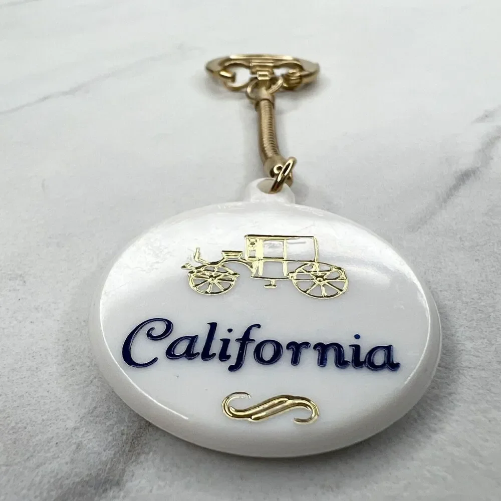 Vintage California Buggy Plastic Keychain Keyring Made in USA